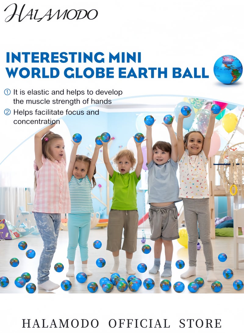 Halamodo Mini Globe Stress Balls 2.5 Inch Earth Squeeze Balls for Stress Relief Finger Exercise Educational Classroom Toys Party Favors and Gifts - Image 3