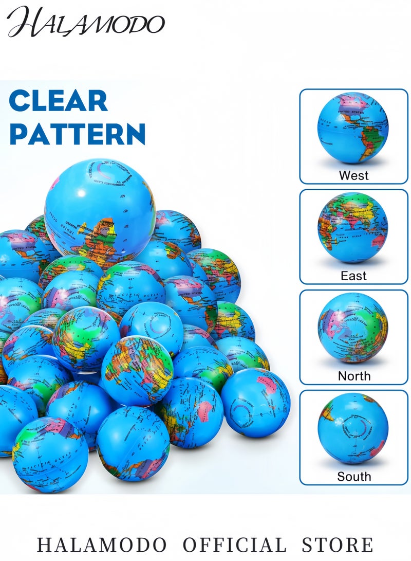 Halamodo Mini Globe Stress Balls 2.5 Inch Earth Squeeze Balls for Stress Relief Finger Exercise Educational Classroom Toys Party Favors and Gifts - Image 4