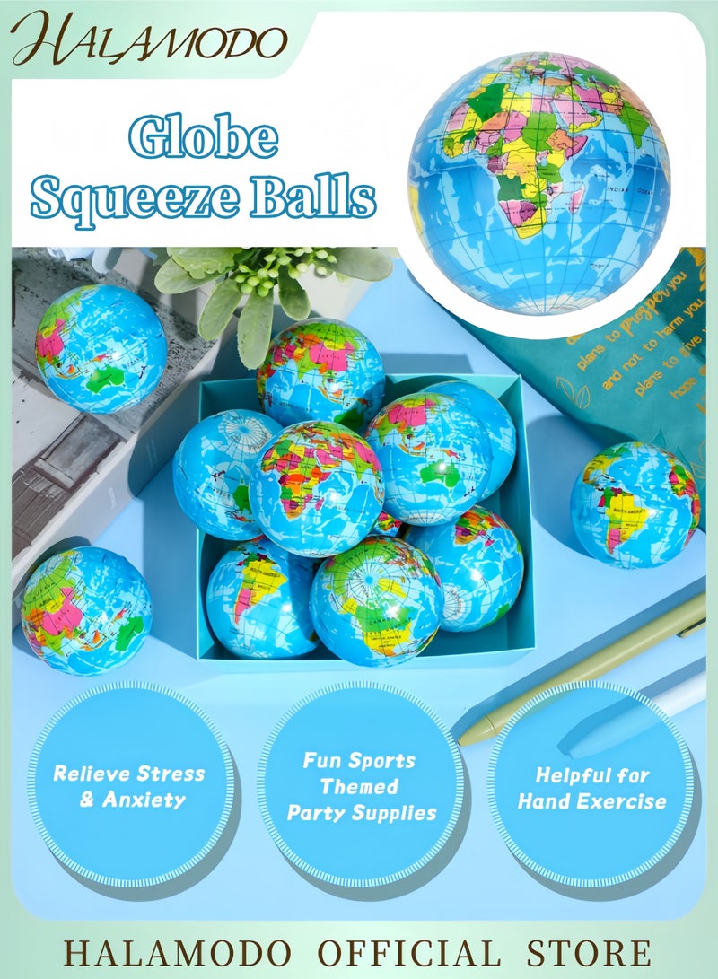 Halamodo Mini Globe Stress Balls 2.5 Inch Earth Squeeze Balls for Stress Relief Finger Exercise Educational Classroom Toys Party Favors and Gifts - Image 1