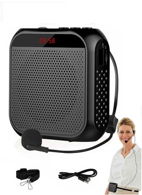 3.5mm Wired Microphone Headphone Voice Amplifier 2200mAh Rechargeable Multifunctional Noise Canceling Speaker Support U Disk and TF Card