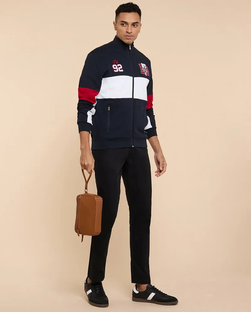 R&b Color Block Jacket with Zipper Closure
