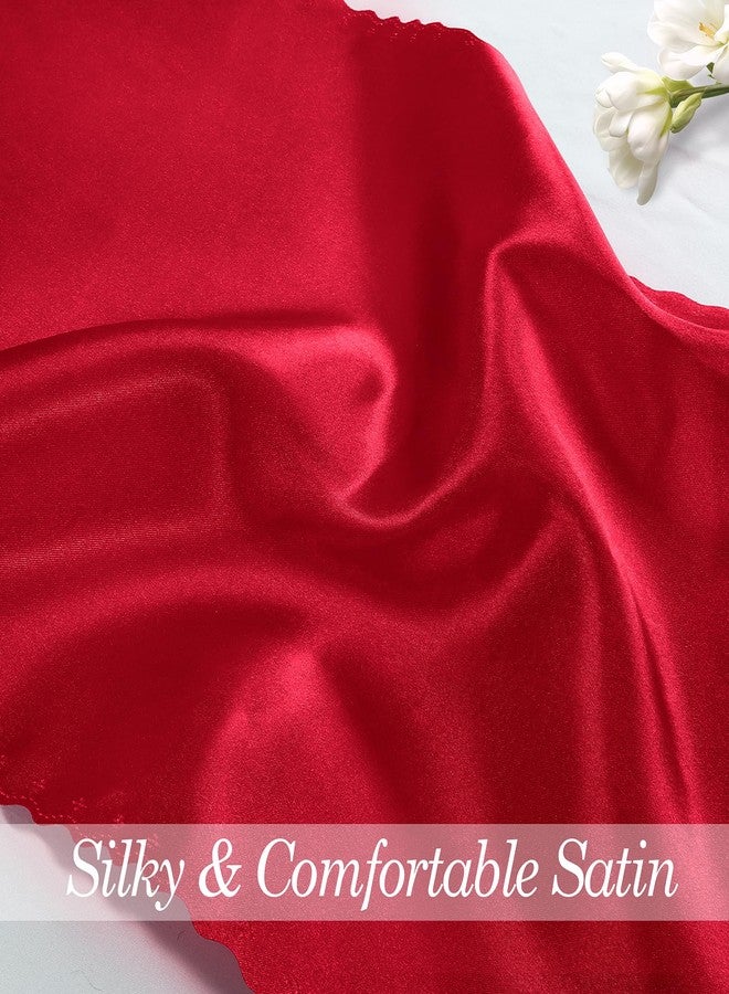 Eychei 6 Pack Red Satin Table Runner, 12 x 108 Inch Long, Bright Smooth with Scalloped Edges, Silky Dinner Table Runner Decorations for Weddings, Banquets, Birthday Parties, Graduations - Image 5
