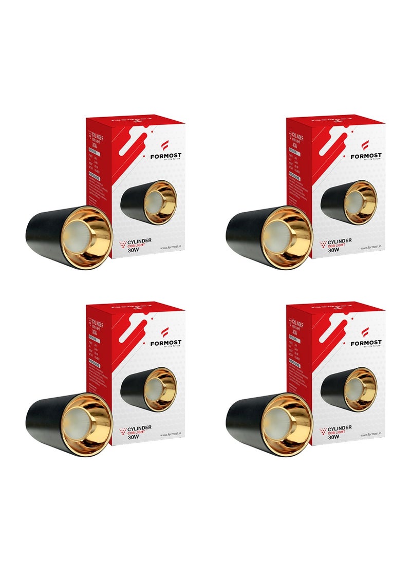 FORMOST FORMOST LED COB Cylinder Surface Light with Black Body | Light For Corridor Kitchen Living Room Home | Indoor Ceiling Mounted Spot Light | Warm White (30W, Pack of 4)  - Image 1
