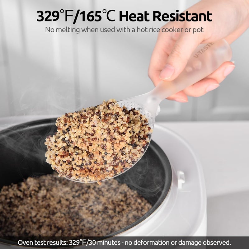 UTaste Rice Spoon Paddle Scooper: 329°F Heat Resistant Food-Grade TPX Rice Spatula, Safe for Non-Stick Cookware, with Built-In Stand, Lightweight for Sushi, Pasta, Cooking & Serving (Transparent) - Image 3