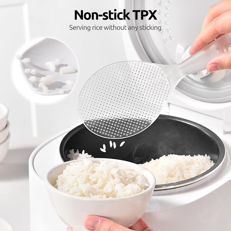 UTaste Rice Spoon Paddle Scooper: 329°F Heat Resistant Food-Grade TPX Rice Spatula, Safe for Non-Stick Cookware, with Built-In Stand, Lightweight for Sushi, Pasta, Cooking & Serving (Transparent) - Image 5