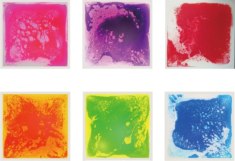 Crystiles Six (6) Assorted Color 12''X 12'' Liquid Floor Tile - ASTM, BS EN71, CPSIA Certified,Liquid Sensory Floor Decorative Tiles, 6 Tiles - Image 1