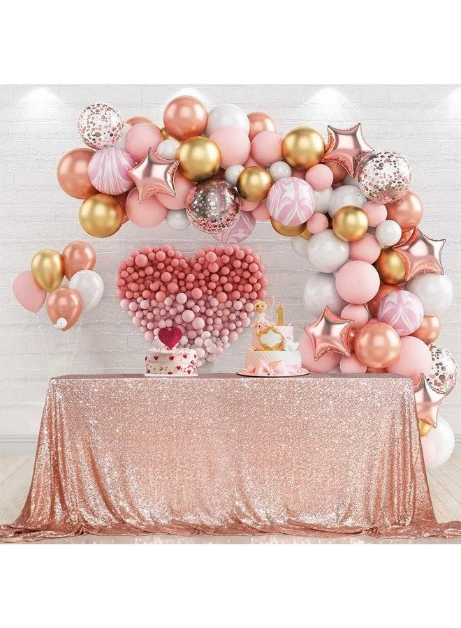 PartyDelight Rose Gold Sequin Tablecloth Overlay 50 X 50 Inch for Wedding Party Birthday Bridal Baby Shower and Other Events Decorations - Image 1