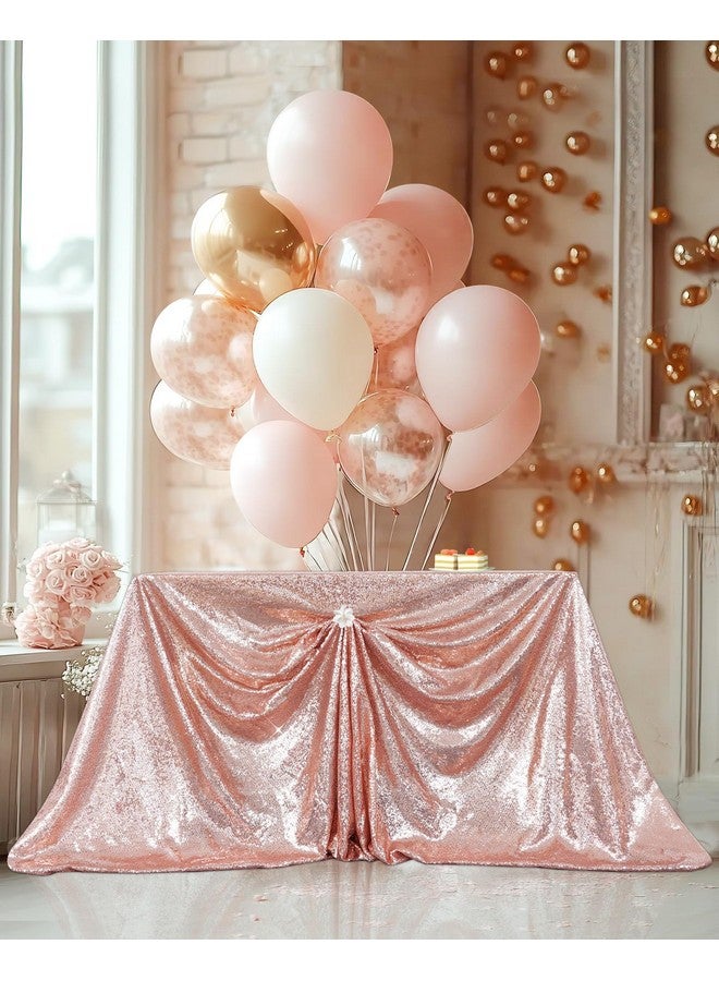 PartyDelight Rose Gold Sequin Tablecloth Overlay 50 X 50 Inch for Wedding Party Birthday Bridal Baby Shower and Other Events Decorations - Image 3