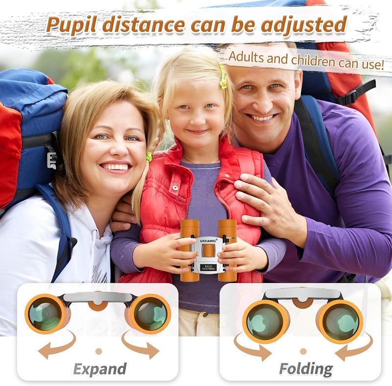 USCAMEL 8x21 Mini Binoculars for Children and Adults - Waterproof Compact for Bird Watching and Hunting (Orange) - Image 5