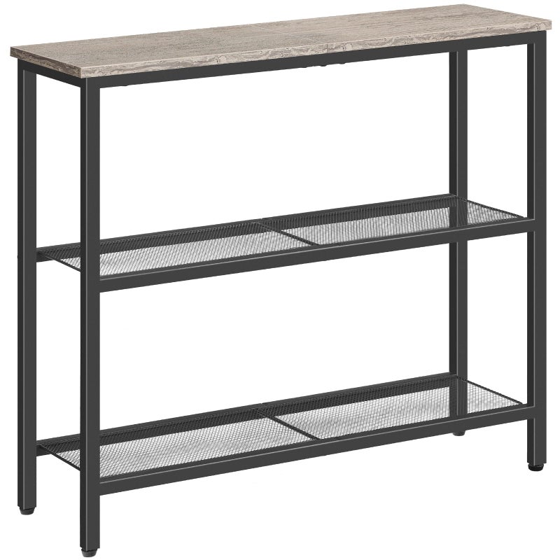 HOOBRO 295 Narrow Console Table 3Tier Entryway Table with Shelves for Hallway Entrance Living Room Bedroom Greige and Black BG73XG01