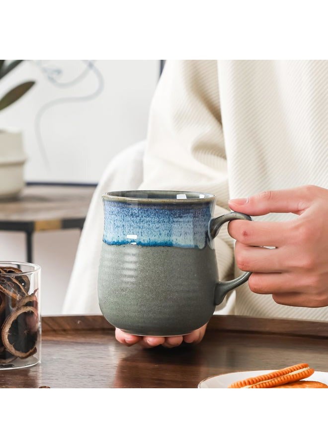 HYTYSKAR 21 oz Large Ceramic Coffee Mugs, Pottery Mug Handmade, Ceramic Tea Cups with Handle for Office and Home, Dishwasher and Microwave Safe (Blue Grey) - Image 4