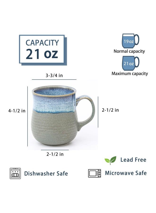 HYTYSKAR 21 oz Large Ceramic Coffee Mugs, Pottery Mug Handmade, Ceramic Tea Cups with Handle for Office and Home, Dishwasher and Microwave Safe (Blue Grey) - Image 2