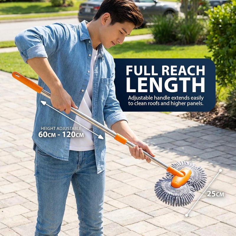 ZENO Telescopic Car Wash Brush with Dual Microfiber Heads - 1.2M Extendable Handle for Scratch-Free Cleaning - Image 3