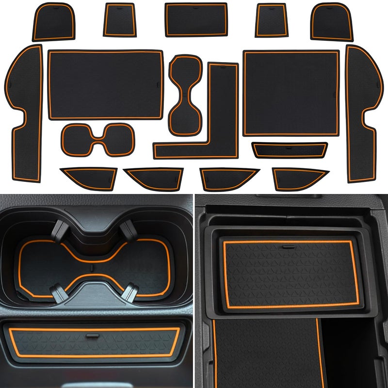 LOCOY Center Console Liner for Honda CRV Accessories 2023 2024 2025 2026, for CR-V Cup Holder Mat, Door Slot Pad, Coaster Trim, Non-Slip Dust Interior, Custom Rubber Decoration Insert (17pcs, Orange) - Image 1