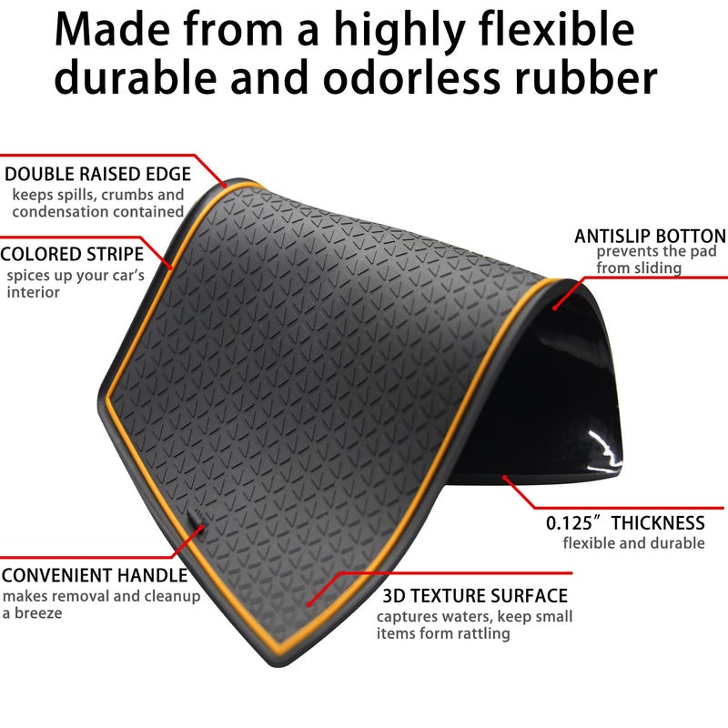 LOCOY Center Console Liner for Honda CRV Accessories 2023 2024 2025 2026, for CR-V Cup Holder Mat, Door Slot Pad, Coaster Trim, Non-Slip Dust Interior, Custom Rubber Decoration Insert (17pcs, Orange) - Image 5
