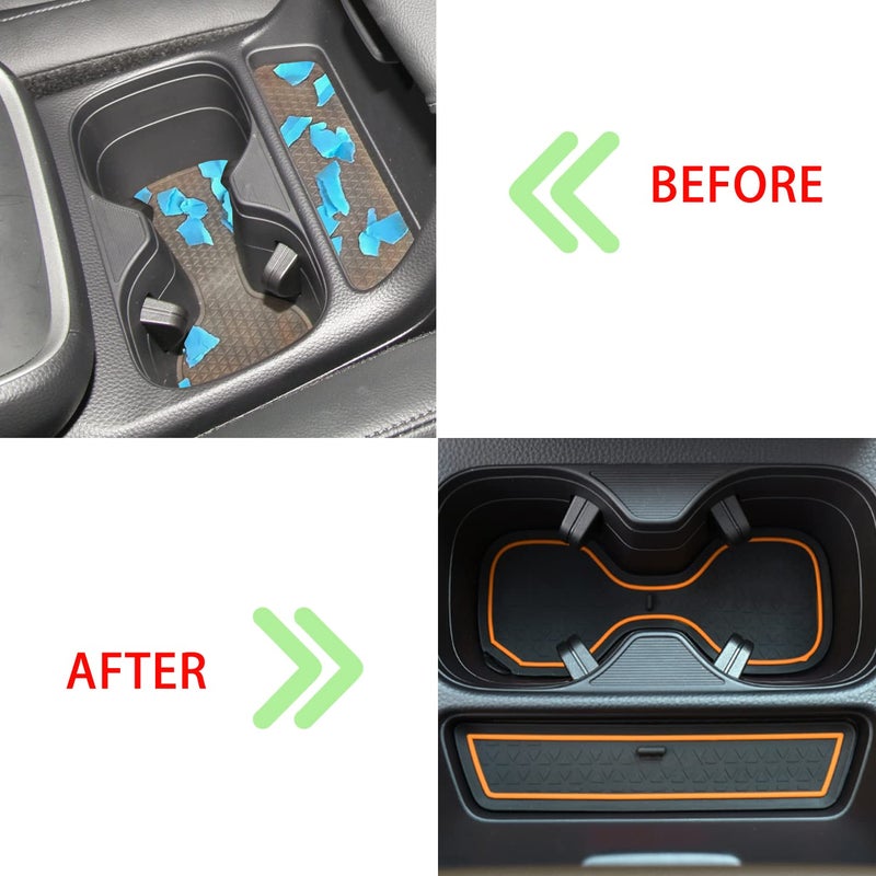 LOCOY Center Console Liner for Honda CRV Accessories 2023 2024 2025 2026, for CR-V Cup Holder Mat, Door Slot Pad, Coaster Trim, Non-Slip Dust Interior, Custom Rubber Decoration Insert (17pcs, Orange) - Image 2