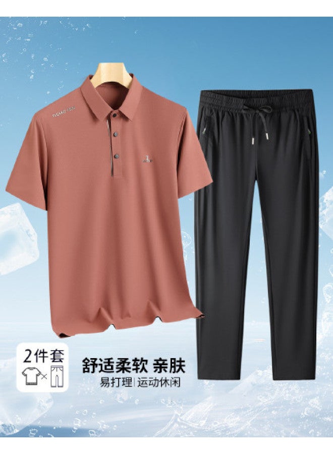 Tucano men's Summer Outfit - Short-sleeve Polo Shirt With Elastic-waist Casual Pants - Image 1