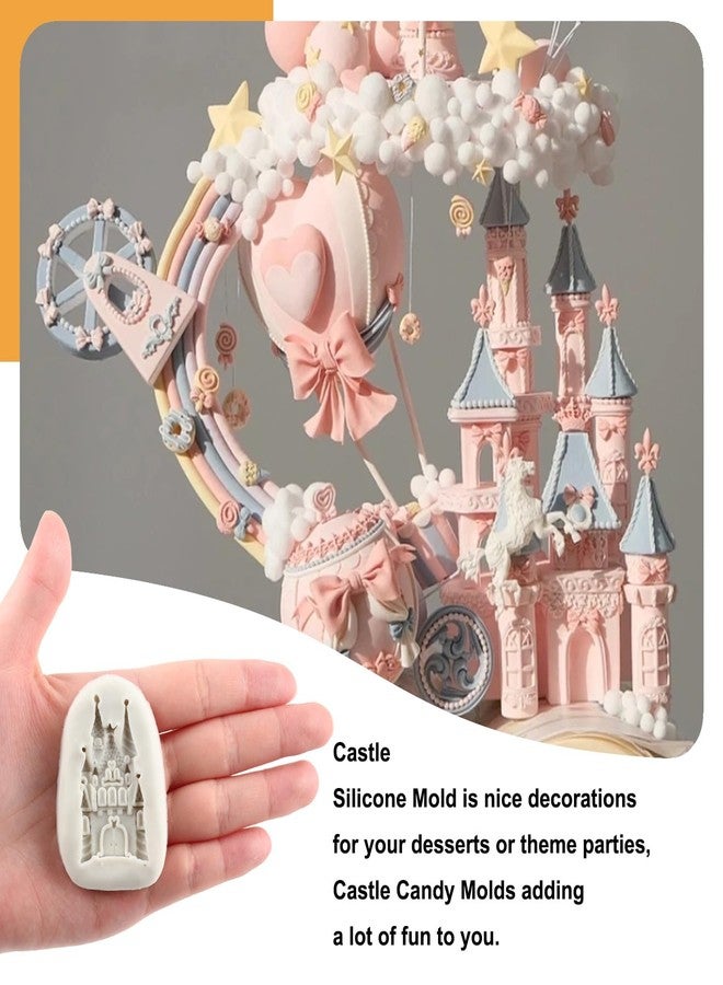 Sijiangmold Cinderella Fondant Mold Fairy Tales Castle Pumpkin Carriage Princess Dress Crystal Shoes Silicone Chocolate Candy Mold Bow Crown Mold For Cake Decoration Cupcake Gum Paste Clay Set Of 6 - Image 3