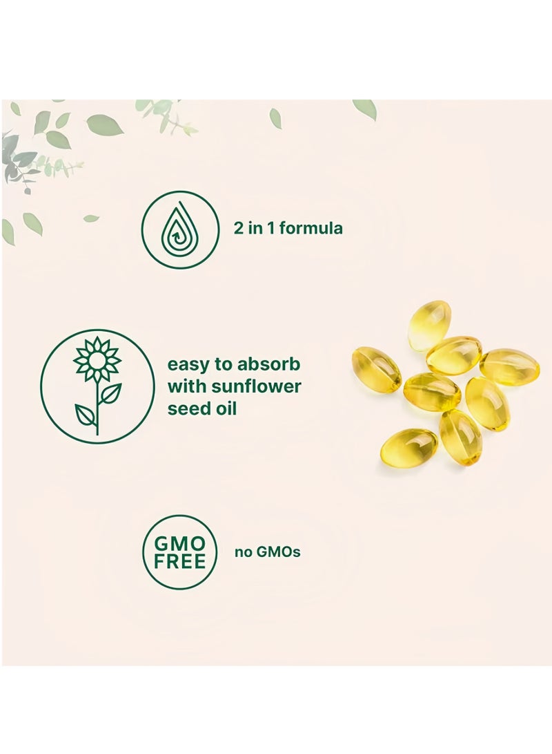 Vitamin Vitamin D3 5,000 iu Plus K2 (MK-7) 100 mcg, 180 Softgels Coconut Oil Softgels | 2 in 1 Vitamins D & K Complex | Supports Calcium Absorption, Bone, Immune, & Heart Health – Easy to Swallow - Image 2