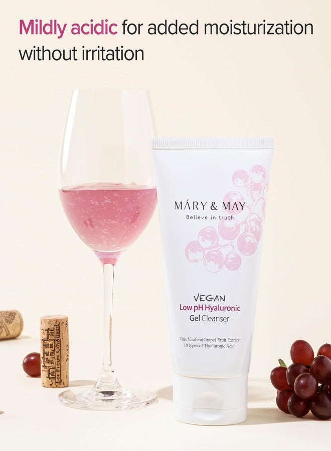 MARY & MAY Mary&May Vegan Low pH Hyaluronic Gel Cleanser - pH-Balanced Non-Irritating Gel to Foam Hydrating Face Wash for Sensitive Skin - with Hyaluronic Acid, Grape and Cica Extract, 5.07 fl.oz. - Image 3