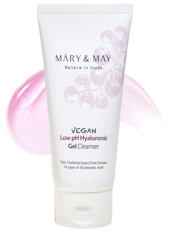 MARY & MAY Mary&May Vegan Low pH Hyaluronic Gel Cleanser - pH-Balanced Non-Irritating Gel to Foam Hydrating Face Wash for Sensitive Skin - with Hyaluronic Acid, Grape and Cica Extract, 5.07 fl.oz. - Image 1