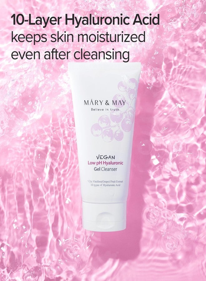 MARY & MAY Mary&May Vegan Low pH Hyaluronic Gel Cleanser - pH-Balanced Non-Irritating Gel to Foam Hydrating Face Wash for Sensitive Skin - with Hyaluronic Acid, Grape and Cica Extract, 5.07 fl.oz. - Image 5