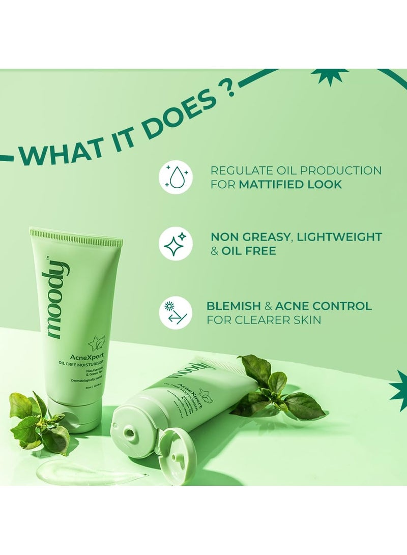 مودي مرطب خالي من الزيوت من أكسبرت مع الشاي الأخضر والسكوالين | يقلل من الشوائب والزيوت الزائدة وعلامات حب الشباب للحصول على بشرة مشرقة وموحدة اللون | مرطب غير دهني وخفيف الوزن لجميع أنواع البشرة، 50 مل - Image 2
