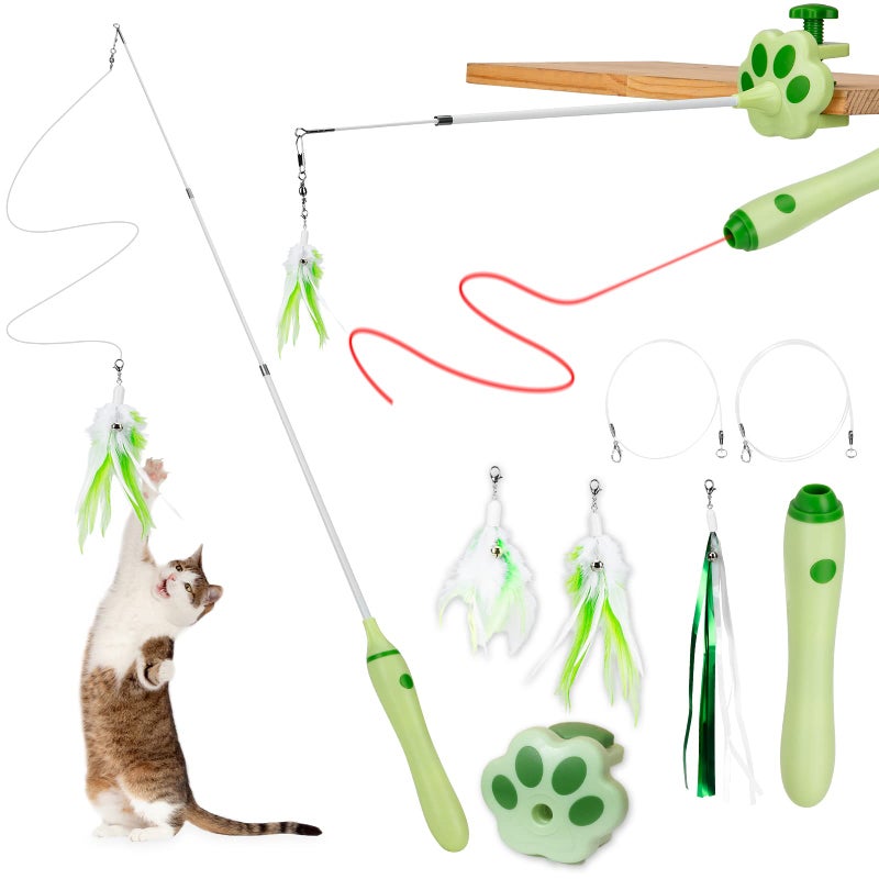 BEBOBLY 3in1 Retractable Cat Wand Toy for Indoor Cats Interactive Cat Feather Toys - Image 2