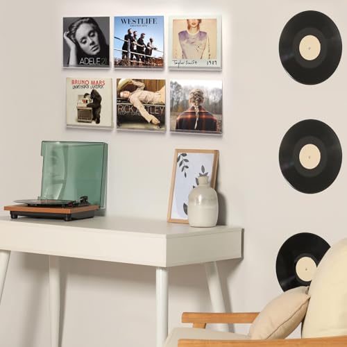 Laurensory Vinyl Record Shelf Wall Mount, 12 inch Clear Acrylic Album Record Holder Display, Kids Bookshelf, Floating Wall Shelves for Bathroom, Bedroom, Living Room, Kitchen, 8 Pack - Image 4