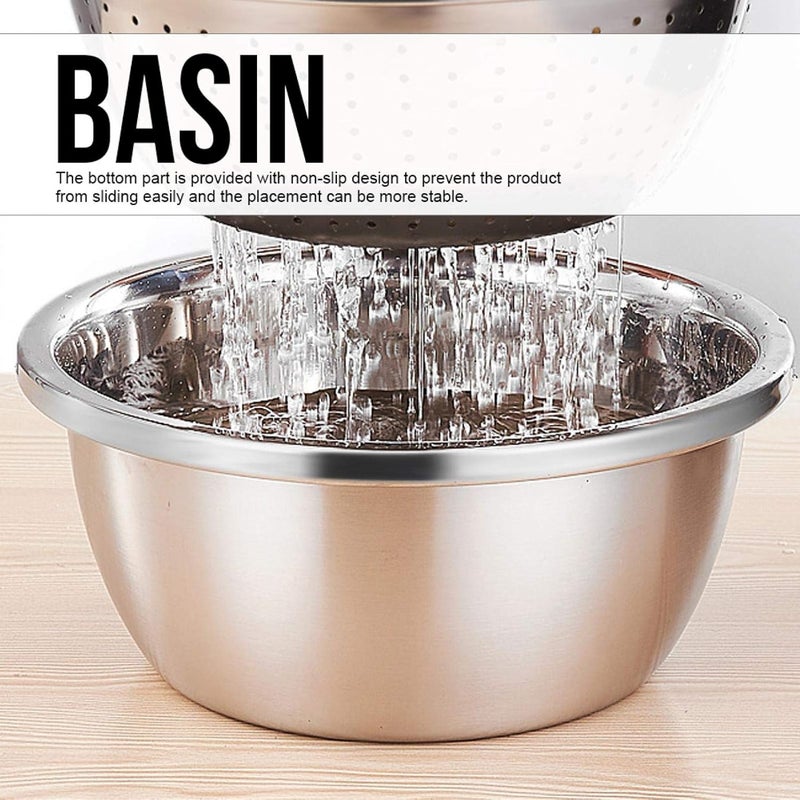 klarako Stainless Steel Bowls, 11.8inch Large Metal Salad Mixing Bowl Rice Fruit Vegetables Washing Basin for Kitchen - Image 3