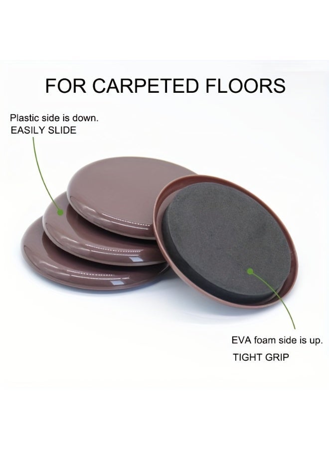 12-Pack Heavy Duty Furniture Sliders 3.5" (8.9 cm) – Reusable Round Moving Pads with Non-Slip Foam Top & Smooth Glide Base for Easy Sofa, Bed, Wardrobe & Appliance Relocation on Carpet & Hard Floors - Image 4