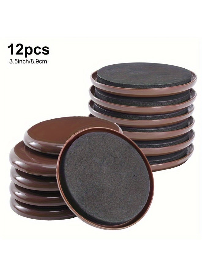 12-Pack Heavy Duty Furniture Sliders 3.5" (8.9 cm) – Reusable Round Moving Pads with Non-Slip Foam Top & Smooth Glide Base for Easy Sofa, Bed, Wardrobe & Appliance Relocation on Carpet & Hard Floors - Image 2
