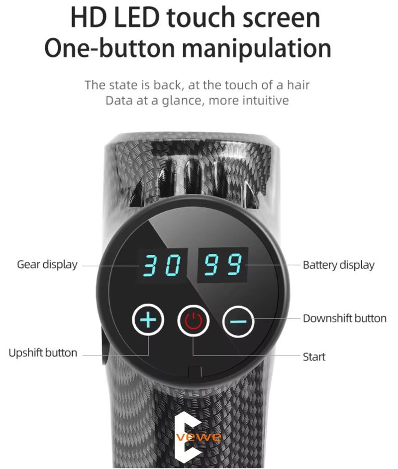 EVEWE Professional Massage Gun , Professional Deep Tissue Massage Gun– Deep Tissue Therapy, Smart LED Display, Lightweight & Rechargeable, Ideal for Gym Recoveryassage gun. 4 Multi-Speed Setting For Optimal Pressure - Image 3