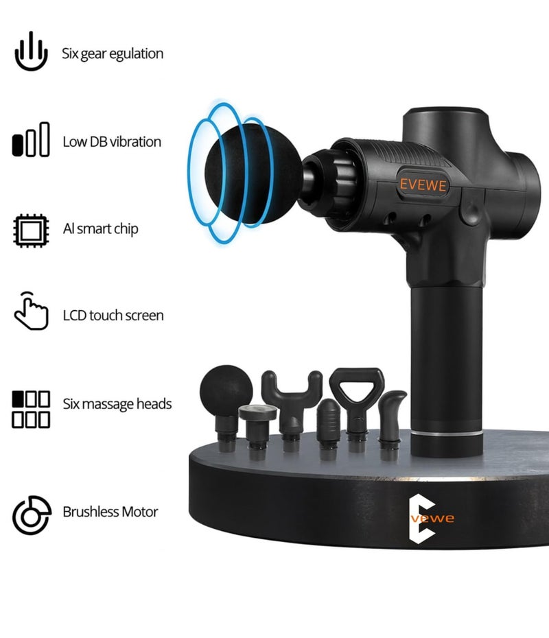 EVEWE Professional Massage Gun , Professional Deep Tissue Massage Gun– Deep Tissue Therapy, Smart LED Display, Lightweight & Rechargeable, Ideal for Gym Recoveryassage gun. 4 Multi-Speed Setting For Optimal Pressure - Image 2