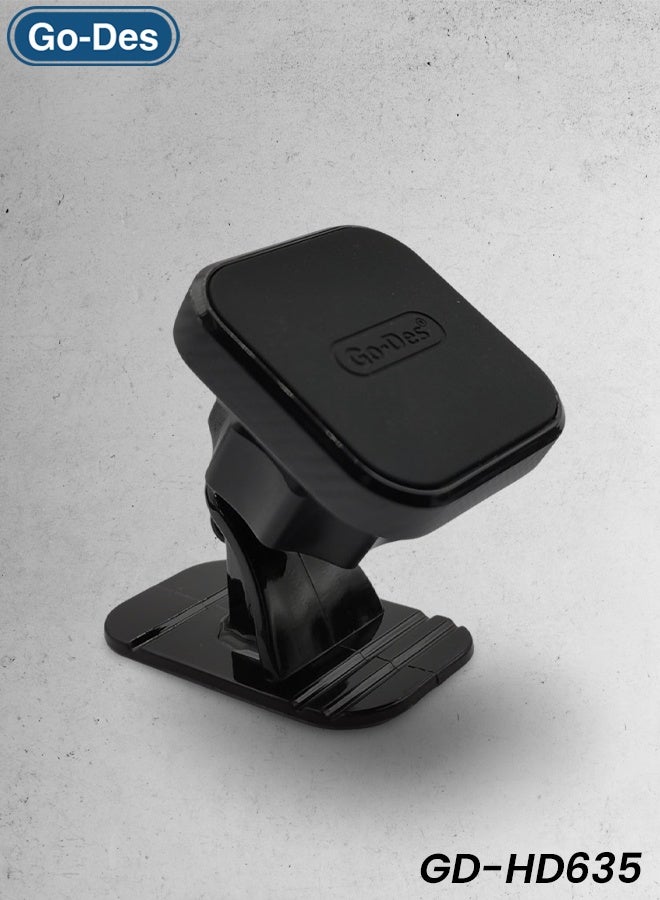Go-Des GD-HD635 Magnetic Car Phone Holder Mount, Universal 360° Flexible Rotating Dashboard Cell Phone GPS Bracket, Strong Sticky Super Glue Base for Curved Surface & Desktop, Secure, Safe, Hands-Free - Image 1