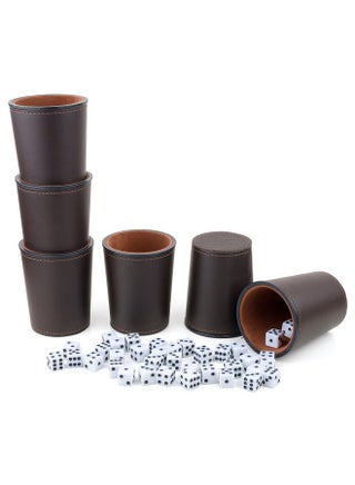 Felt-Lined Pu Leather Dice Cup Set, 6 Quiet Dice Shaker Cups With 36 Dices For Bar Party Yahtzee Farkle Dice Games, Coffee - pzsku/Z9FA3054A4911D3EC6EC5Z/45/_/1734347205/49fe8594-4d28-4594-983f-67ddc9f8ffbe