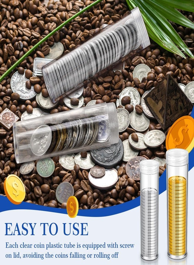 Yaomiao 36 Pcs Plastic Coin Tubes Assorted Sizes Nickel Dime Storage Tubes with Lid Quarter Storage Holders Half Dollar Containers Round Dollar Collection Supplies - Image 4