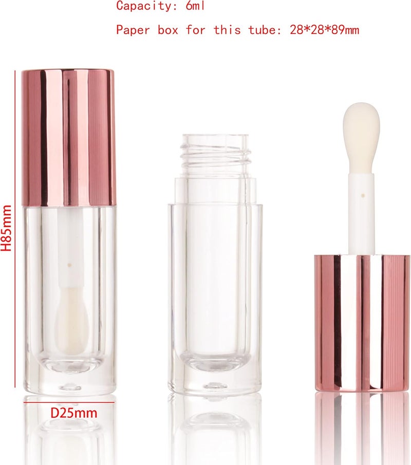 COSIDEA 50pcs Empty Round Silver 6ml big doe foot wand lip gloss tubes for DIY lipgloss lipgloss tube containers with thick wands, Rose Gold, Modern, Trendy Rose Gold - Image 3