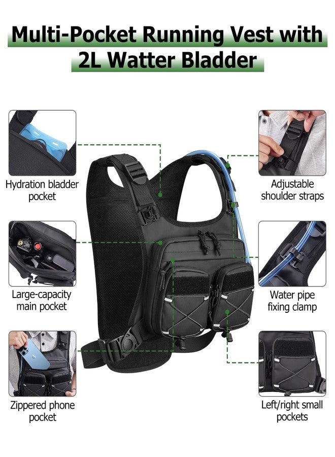 NOOLA Running Vest with 2L Water Bladder, Reflective Hydration Backpack for Men Women, Lightweight Chest Pack with Phone Pocket Adjustable Running Backpack for Marathon Fishing Cycling Hiking, Small - Image 2