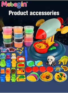 MEBEGIN Rocket Shape 47 Pcs Playdough Tool Set for Toddlers,Animals Dinosaurs Creations Noodle Playset Maker Machine Playdough Kit for Kids Boys and Girls Dough Birthday for Kids  - Image 4