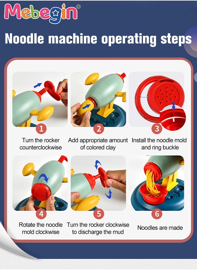 MEBEGIN Rocket Shape 47 Pcs Playdough Tool Set for Toddlers,Animals Dinosaurs Creations Noodle Playset Maker Machine Playdough Kit for Kids Boys and Girls Dough Birthday for Kids  - Image 5