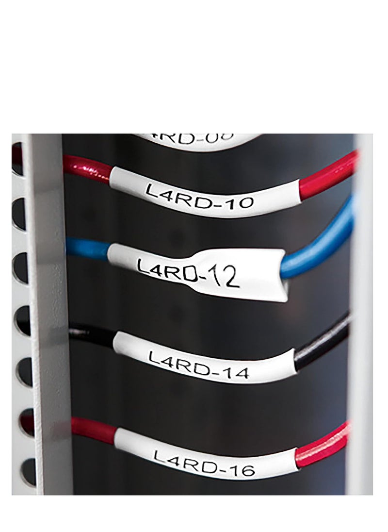 Dymo - DYMO RHINO HEAT SHRINK TUBE 6MMX1.5M WHITE,Rhino Heat Shrink Tubes Industrial Label Tape,1/4" x 5 ft,White/Black Print,Black on White, Heat Shrink Tubes for LabelWriter and Makers,18051,0.25 Inch - Image 1