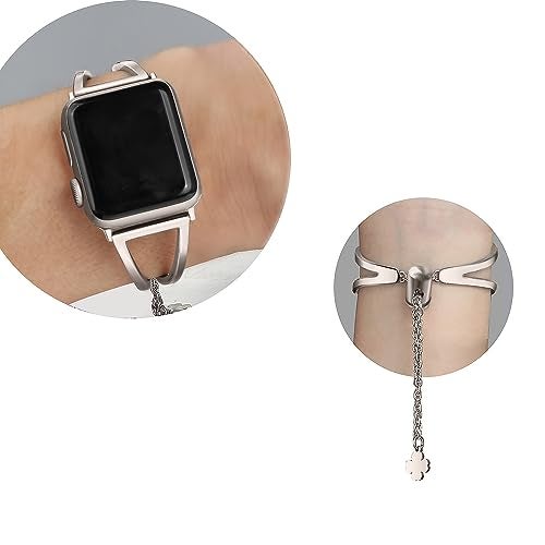 Secbolt Stainless Steel Bands Compatible with Apple Watch Band 38mm 40mm 41mm 42mm iWatch Series 11/10/9/SE/8/7/6/5/4/3/2/1, Dressy Metal Bangle Bracelet Women, Starlight - Image 3