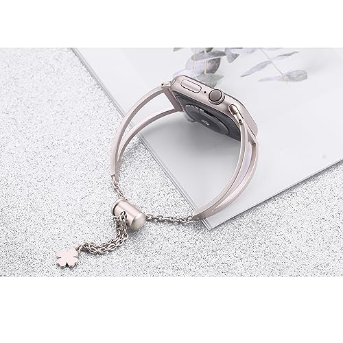 Secbolt Stainless Steel Bands Compatible with Apple Watch Band 38mm 40mm 41mm 42mm iWatch Series 11/10/9/SE/8/7/6/5/4/3/2/1, Dressy Metal Bangle Bracelet Women, Starlight - Image 5
