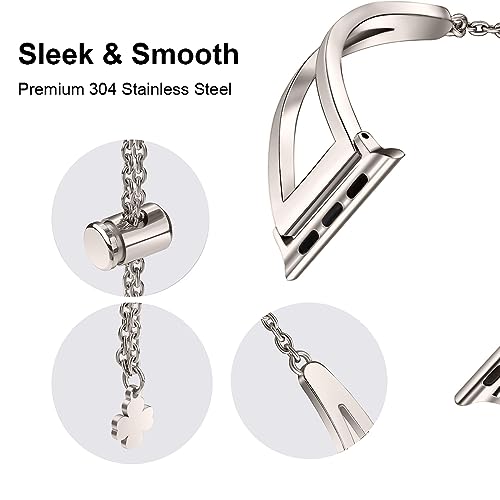 Secbolt Stainless Steel Bands Compatible with Apple Watch Band 38mm 40mm 41mm 42mm iWatch Series 11/10/9/SE/8/7/6/5/4/3/2/1, Dressy Metal Bangle Bracelet Women, Starlight - Image 2