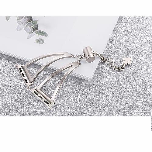 Secbolt Stainless Steel Bands Compatible with Apple Watch Band 38mm 40mm 41mm 42mm iWatch Series 11/10/9/SE/8/7/6/5/4/3/2/1, Dressy Metal Bangle Bracelet Women, Starlight - Image 4