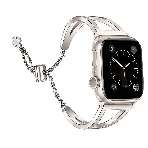 Secbolt Stainless Steel Bands Compatible with Apple Watch Band 38mm 40mm 41mm 42mm iWatch Series 11/10/9/SE/8/7/6/5/4/3/2/1, Dressy Metal Bangle Bracelet Women, Starlight - Image 1
