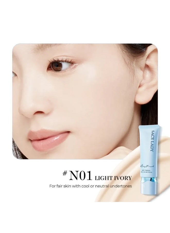 ساس ليدي كريم بي بي سيس ليدي Airy Fresh مع SPF30 PA+++ – shade N01 لايت آيفوري – أساس خفيف ومرطب – 30 جم - Image 2