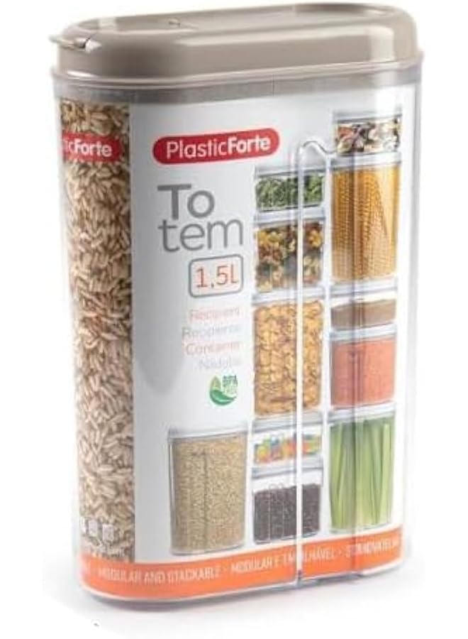 بلاستيك فورت علبة توتيم متعددة الأغراض سعة 1.5 لتر، 8×15.5×23 سم، شفافة، مع غطاء بألوان متنوعة - Image 1