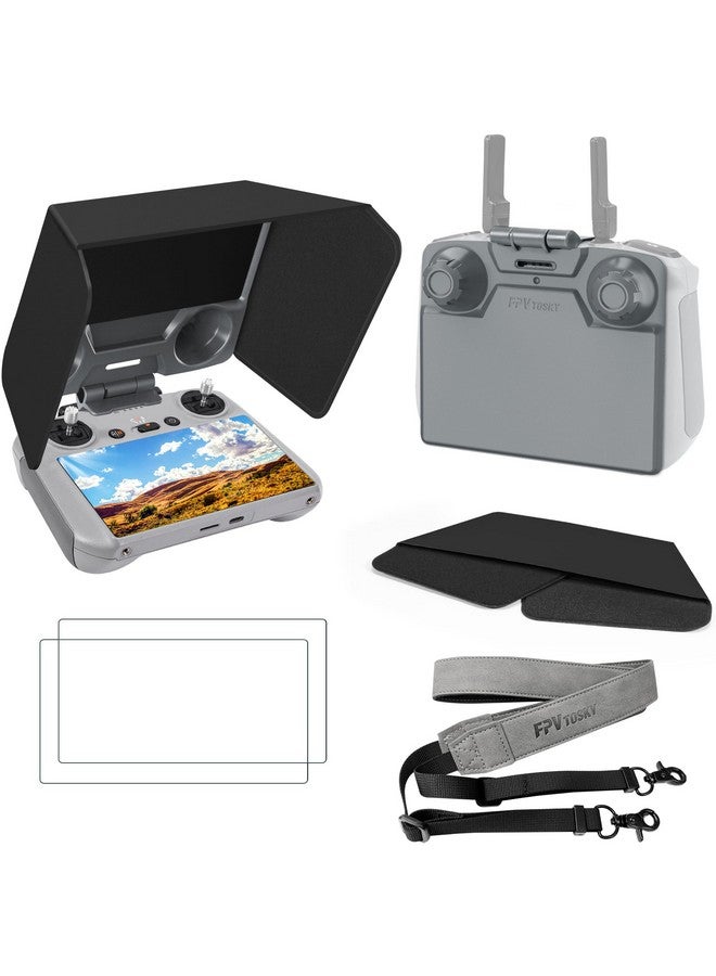 FPVtosky Mini 4 Pro Rc 2 Sun Hood Protective Cover + 2X Screen Protectors + Lanyard Bundle, 3-In1 Rc 2 Accessories Kit, Fits Dji Mini 4 Pro/Air 3 Rc2 Remote Controller - Image 1